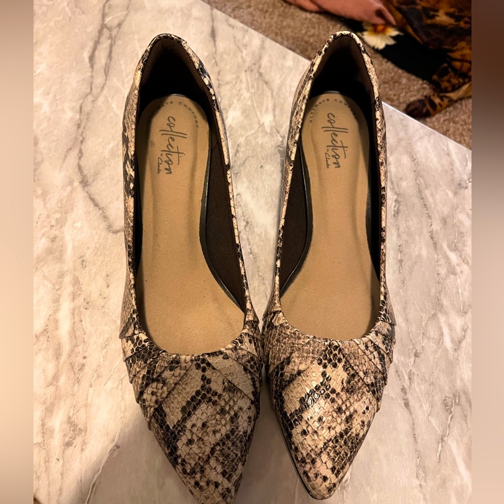 Clarks Snake Skin Linvale Crown Pumps